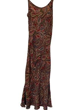 Angie Paisley Midi Dress Red Boho Slip Dress - Medium/Junior Medium